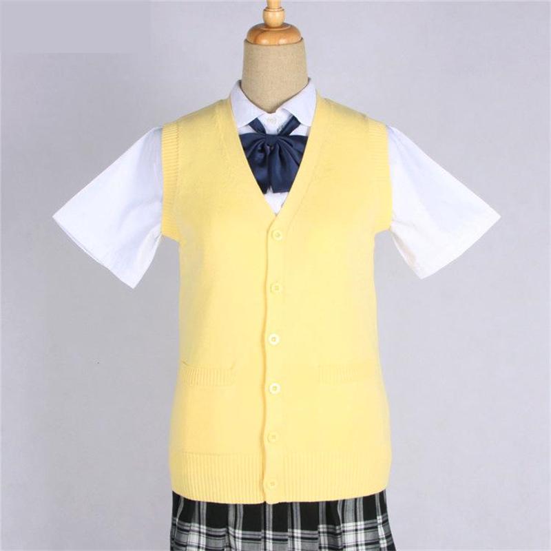 Japanese Girl College Students Sweater Waistcoat V-neck JK Uniform Knitted Cardigan Vest Campus Spring And Autumn Daily Clothes
