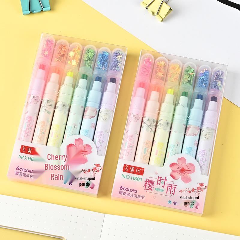 Cherry Blossom Water-based Fluorescent Marker - Candy Color, Flower Shape, Single Head for Student Notes. Cherry Blossom Head