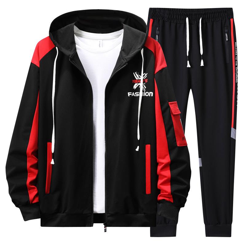 Set Men's Hoodie Hooded Youth Fashion Casual Sports Jacket Two-piece Trendy Style