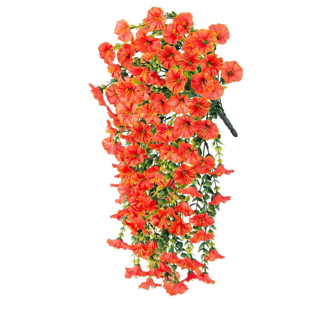 1 PCS Artificial Flowers For Outdoors Faux Plants Silk Morning Faux Flowers With Leaves Realistic Hanging Petunias Plants For Home Garden Decor