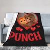 I Love Punch Cute Baby Monkey Heart Blanket Velvet Autumn/Winter  Breathable Ultra-Soft Throw Blanket for Bedding Bedspreads