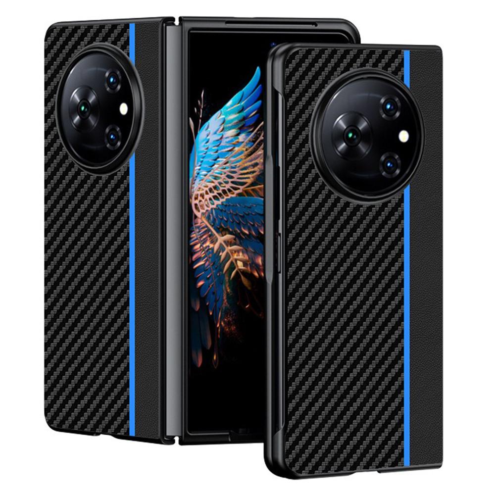 For TECNO Phantom V Fold Case Carbon Fiber Texture Leather + PC Anti-Drop Folding Phone Cover