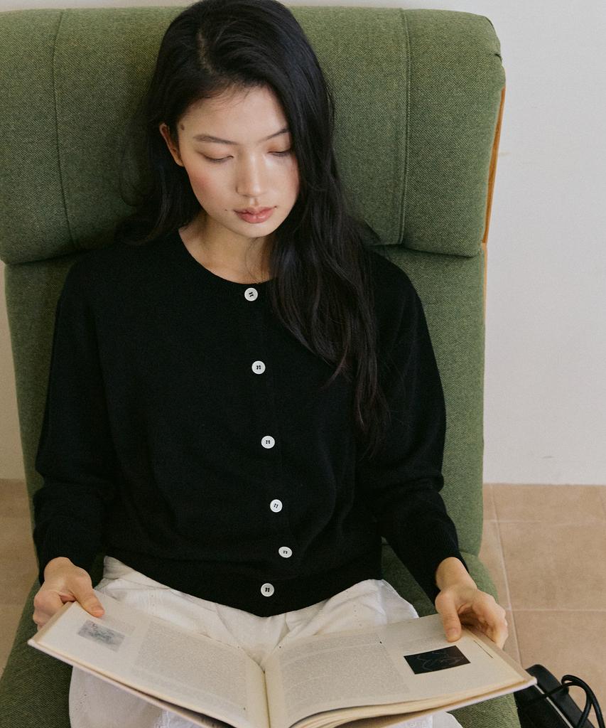 Peulob Silk Wool Cardigan Black