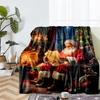 Christmas Santa Claus Theme Printed Blanket - Perfect for Couch, Bed, Travel & Outdoor Use | Machine Washable, Cozy & Durable.