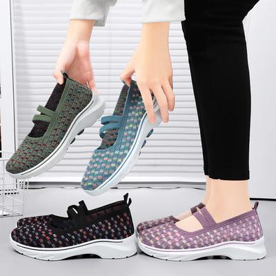 Moda Büyük Beden Kadın Düz Ayakkabı 2024 Moda Elastik Bant Örgü Ayakkabı Kadın Konfor Düz Ayakkabı Kadın Günlük Loafer Ayakkabı Zapatos De Mujer