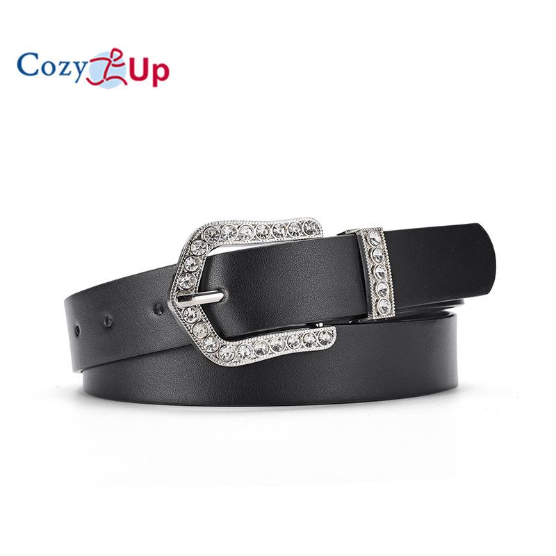 Elegant Rhinestone Inlaid Pin Buckle Belt Windbreaker Down Jacket Simple Decorative Belt Women