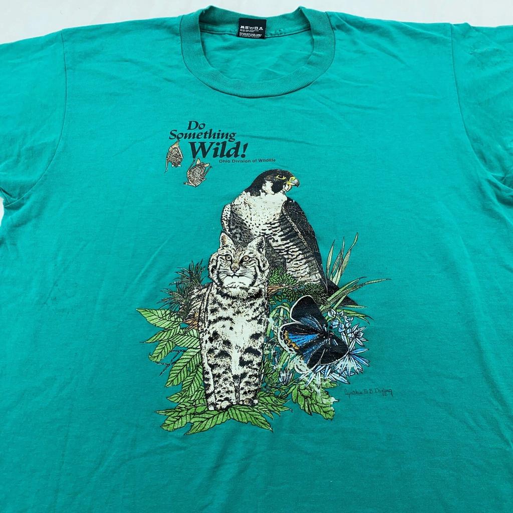 Vintage 90er T-Shirt TIERE TUN ETWAS WILDES WILDLEBEN MITTEL/GROSS Natur Ohio
