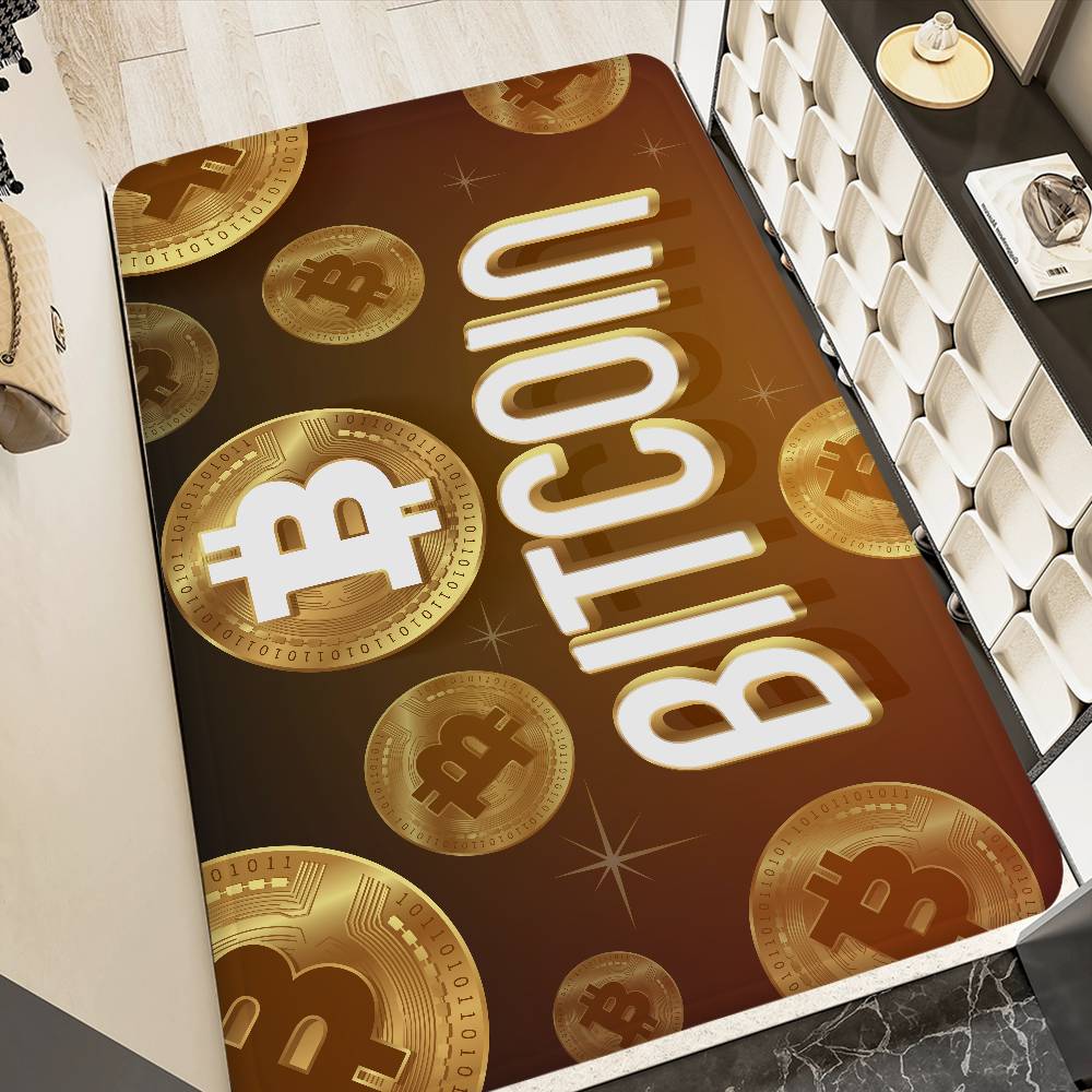 Luxurious B-bitcoin Logo Room Mats Retro Multiple Choice Living Room Kitchen Rug Non-Slip Welcome Rug