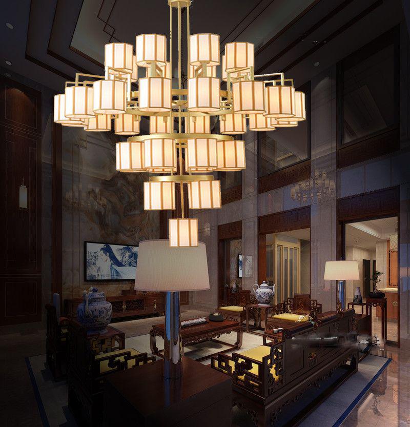 Chinese-Style Duplex High Ceiling Chandelier for Hotel Lobby or Villa