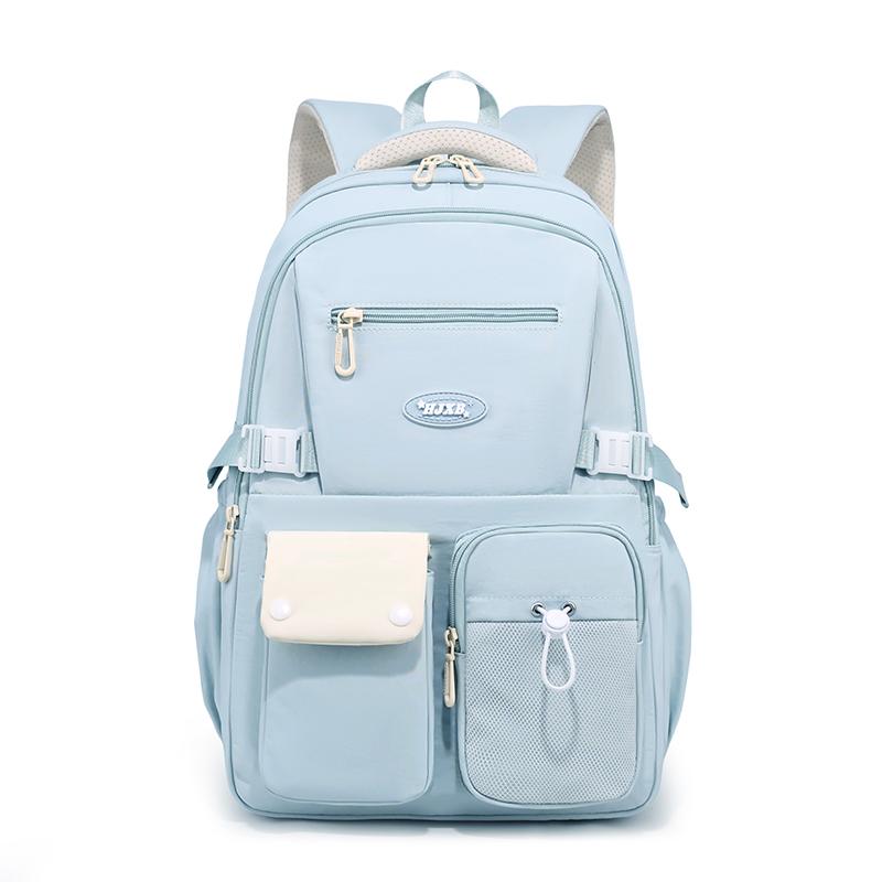 

Light Blue Nylon Backpack with Multiple Pockets – Stylish & Durable School Bag for Women, Teens, and Students синій