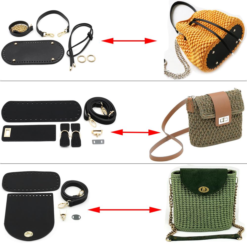 Handmade DIY Leather Bag Bottom Handbag Woven Set Shoulder Strap Crossbody Handle Crochet Bags Knitting Hardware Accessories