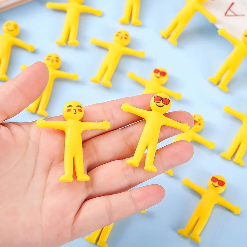 Cute Mini Monster Pull Toy Soft Yellow Plastic Stress Relief Fidget Kids Birthday Party Supplies Pinata Filler Gift Favors