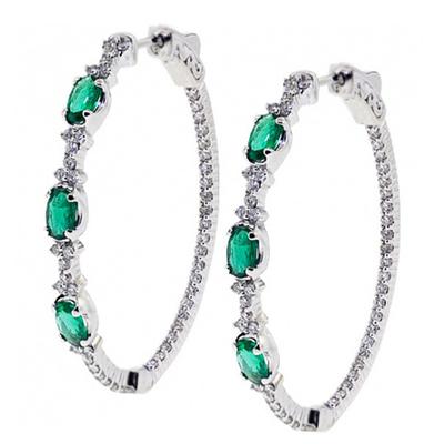 Vintage-Creolen für Frauen mit grünem Zirkon, Bling-Ohrring, Schönheit, Jahrestagsgeschenk, weiblicher Schmuck