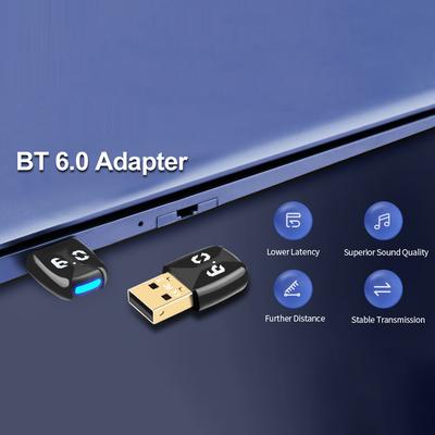 BT 6.0 Adapter Kabelloser BT-Sender-Empfänger Plug-and-Play Kabelloser Dongle für PC-Lautsprecher Kabellose Maus Tastatur
