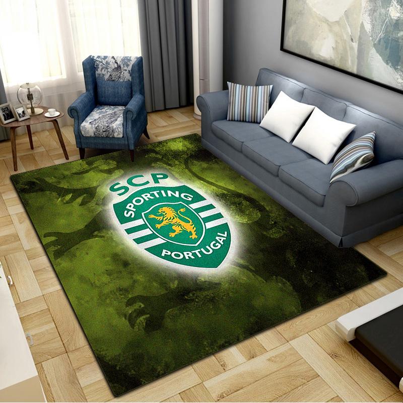 Tappeto Sporting FC per Soggiorno Camera da Letto Casa Decorazione Divano, Tappetino Antiscivolo per Giochi Bambini