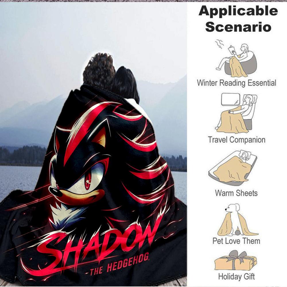 1 stuks Shadow Sonic Zacht Huidvriendelijk Flanellen Deken met Digitale Print, Diverse Maten Verkrijgbaar voor Familie, Vrienden, Verjaardag