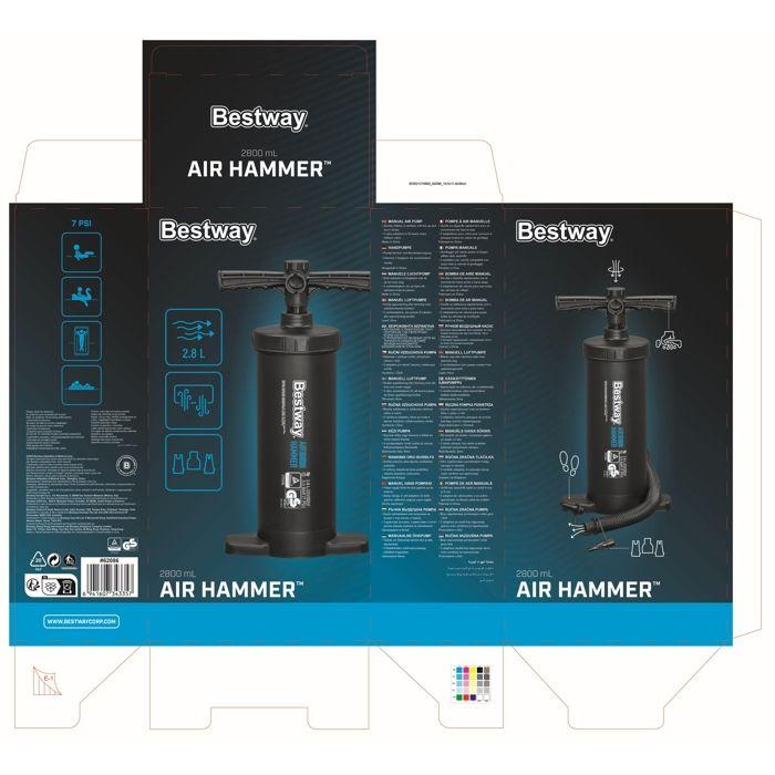 Handluftpumpe - Bestway - Air Hammer 2800 - Schnelles Aufblasen - 3 Adapter enthalten - Unisex