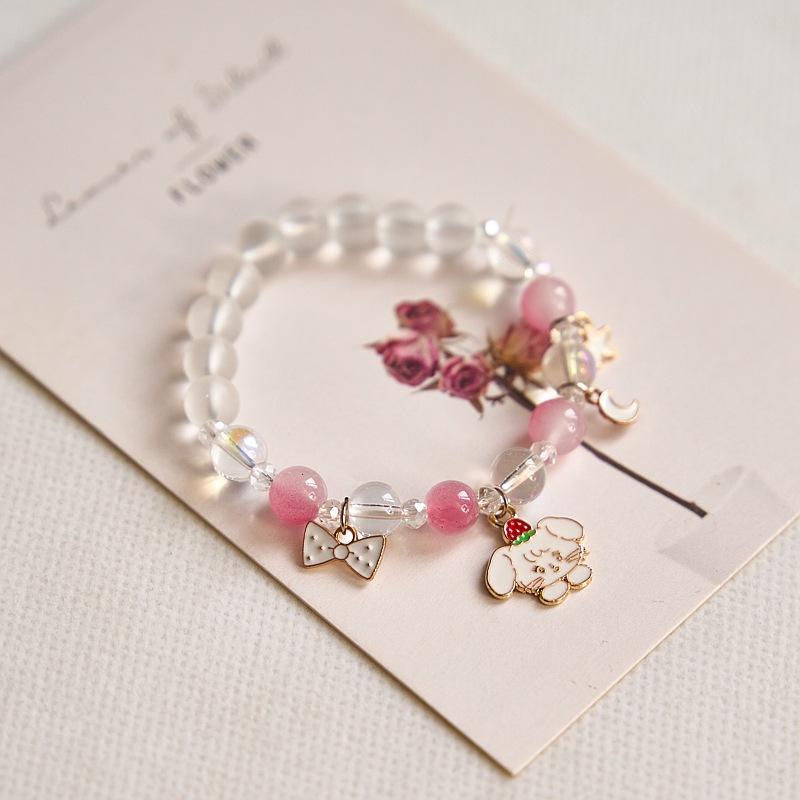 Year Sweet Cute Cat Crystal Beaded Bracelet Girls, Girlfriend Student Bracelet Wholesale