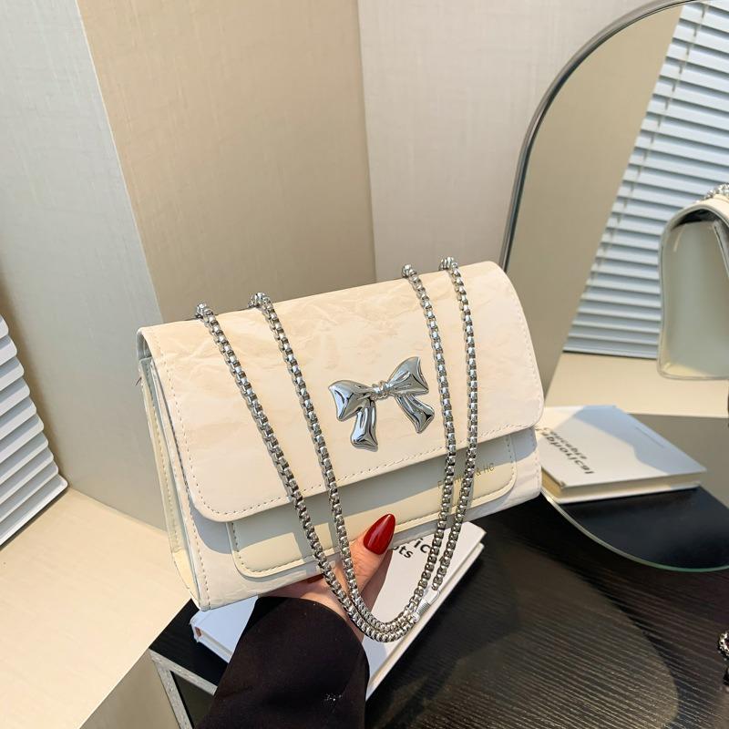 Elegant Fashion Bag Women's Autumn Fashion Chain Shoulder Messenger Bag Versatile Bow Small Square Bag