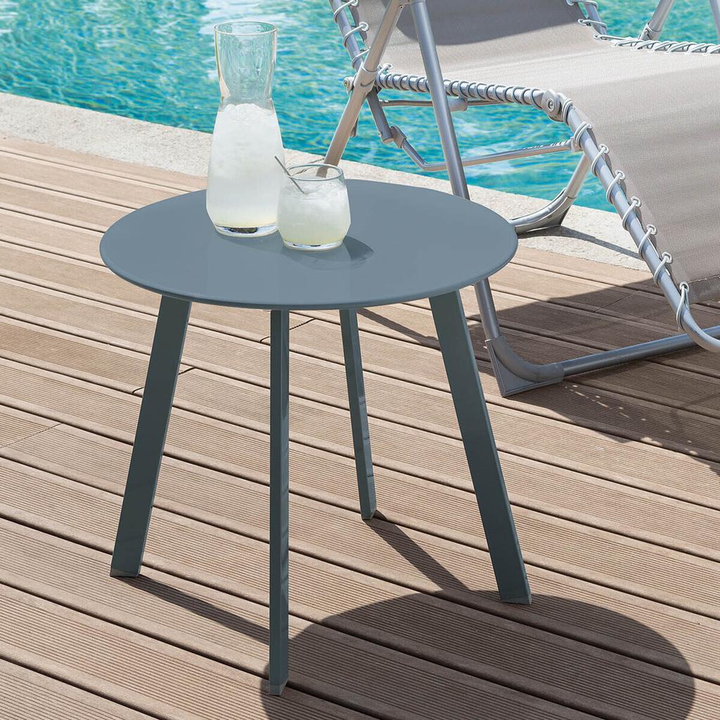 Saona Garden Table 50Cm Gray-Brown Steel Round