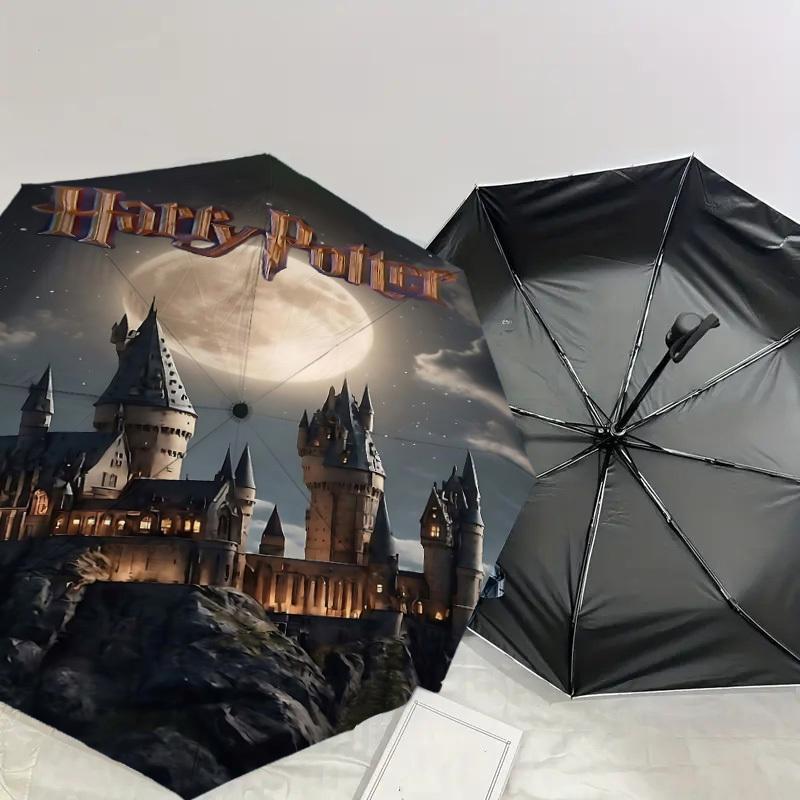 1PC Harry Potter Hogwarts Umbrella-8-Rib Reinforced, Automatic Open, Lightweight & Durable, Cute Fashion Accessory for Outdoor, D2654