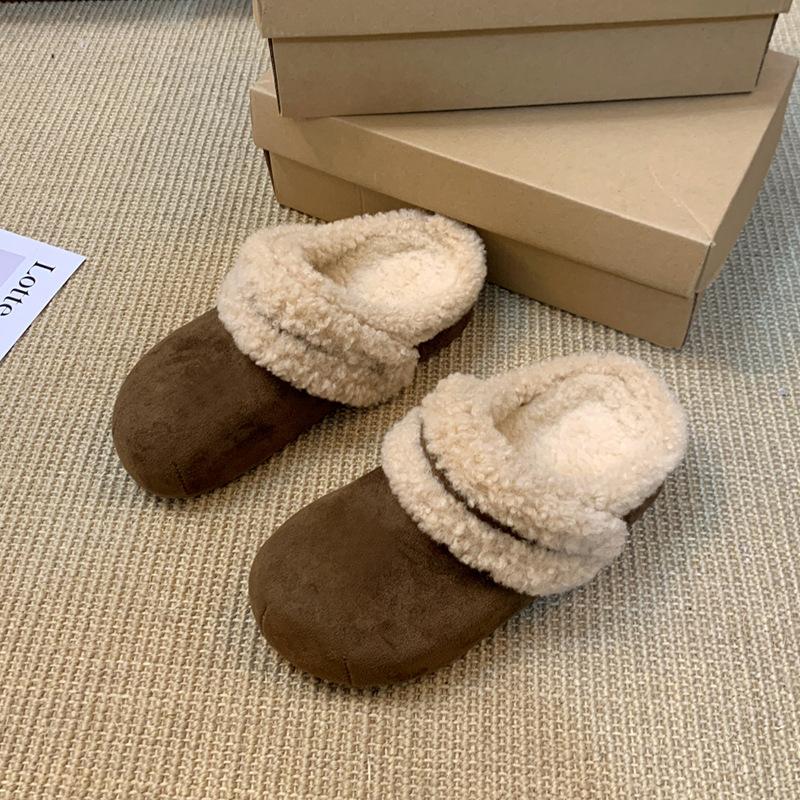 Women's Baotou Lightweight and Comfortable a Footstirrup Heightening Winter Warm Cold Padded Non-slip Wear-resistant Leisure Cotton Slippers