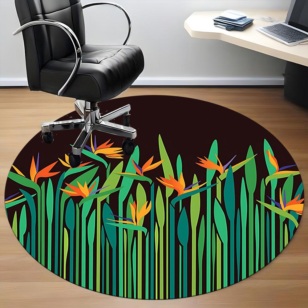 1pc Birds of Paradise Flowers Office Round Area Rug, Indoor Mat Suitable For Office, Under Office Chairs Bedroom Living Room Home Decor, Room Deco
