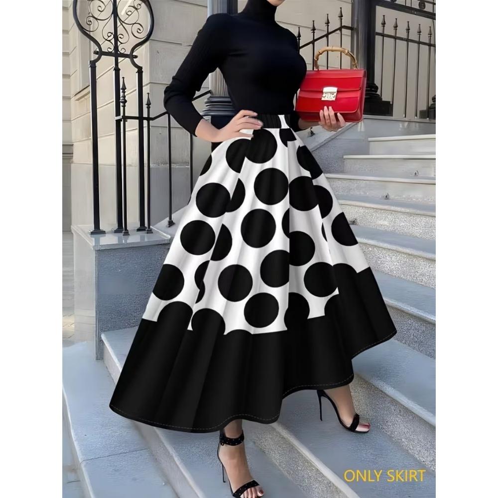 Vacation Style Green and White Abstract Print Midi Skirt for Women Summer Casual High Waist A Line Skirt Trendy Fashion Skirt