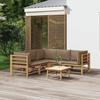 Vidaxl 6-Cz. Conjunto de Muebles de Jardín, Cojines en Color Taupe, Bambú