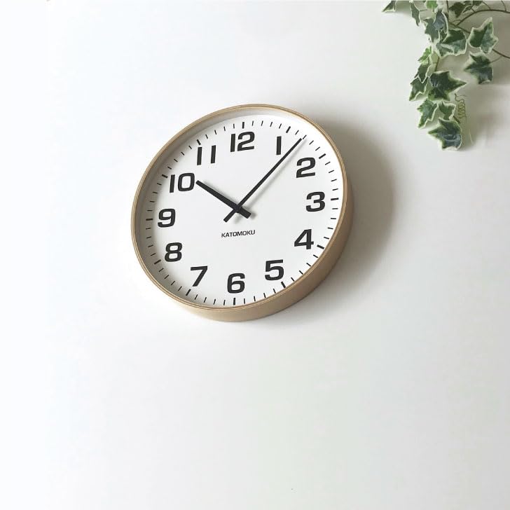 KATOMOKU plywood clock 15, natural, km-92NARC, wall clock with sweep movement, 36.2cm diameter (radio-controlled clock)