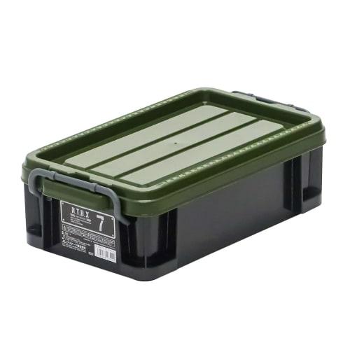 JEJ Astage Storage Box, X Series NT Box #7, Black Green, Disaster Preparedness, 8.7 x 13.2 x 4.7 inches (20 x 34 x 11 cm), Made in Japan, Stackable