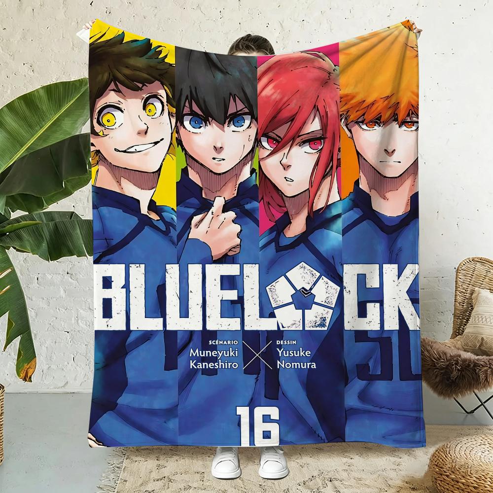 Classic Comics Blue Lock Throw 240G Flannel Blanket Lightweight Soft Skin-Friendly Summer Thin Throw Blanket