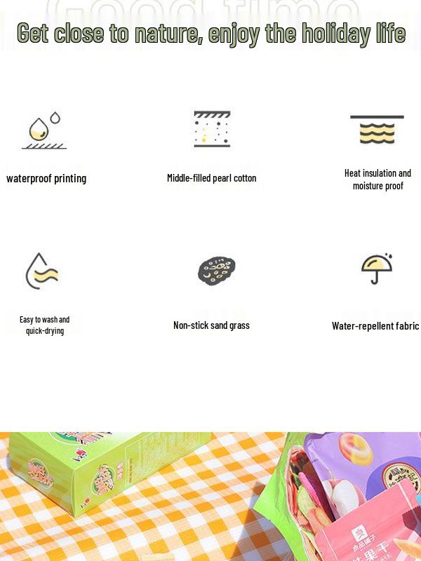 Thickened Portable Outdoor Picnic Mat and Moisture-Proof Cushion