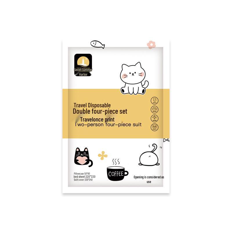 Disposable Printed Travel & Hotel Bed Set: Duvet Cover, Pillowcase, and Sheet