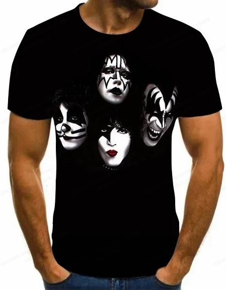 Vintage tričko Kiss Unisex Unisex Móda Bavlněné tričko Punk Oblečení Trička s výstřihem Horor Harajuku Topy Rocková kapela Kiss Tričko Boy