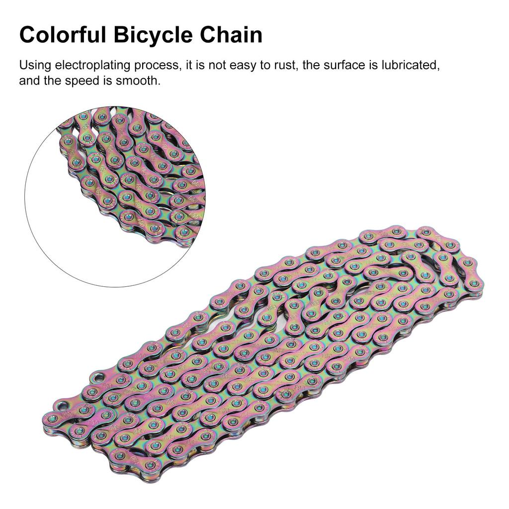 9 Speed Colorful Ultralight Bicycle Chain MTB Road Bike Manganese Steel Electroplate Chain