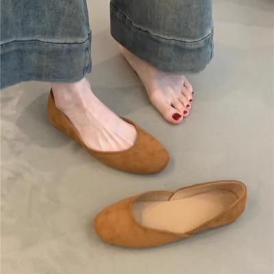 Gentle Fairy Ballet Single Shoes Sweet Suede Round Head Light Mouth Soft Sole Grandma Shoes Ladyshoes