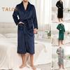 Camicia da Notte Invernale da Uomo Flanella Spessa Calda Vita Stretta con Cintura Allacciata Colore Solido Rever Tasche Ottimo Assorbimento dell'Acqua Media Lunghezza Abbigliamento da Casa Spa Hotel
