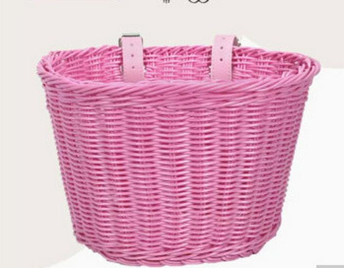 Hand-Woven Rattan-Style Detachable Bicycle Storage Basket for Children's Scooters - Small, Lidless