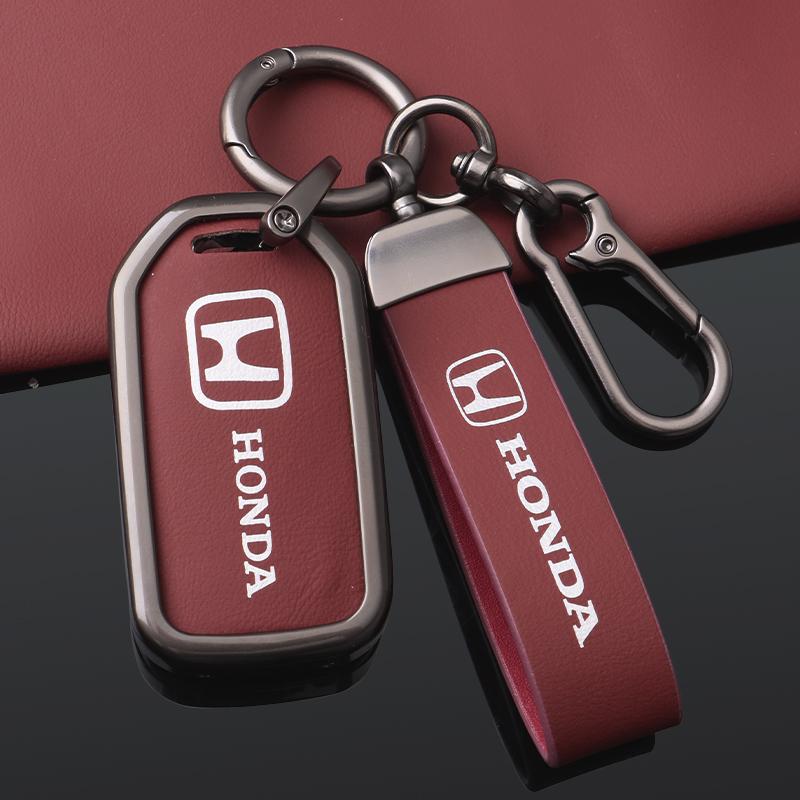 Zinc Alloy Leather Car Smart Key Case Cover Protector Shell Fob for Honda Vezel City Civic Jazz BRV BR-V HRV Keyless Accessories