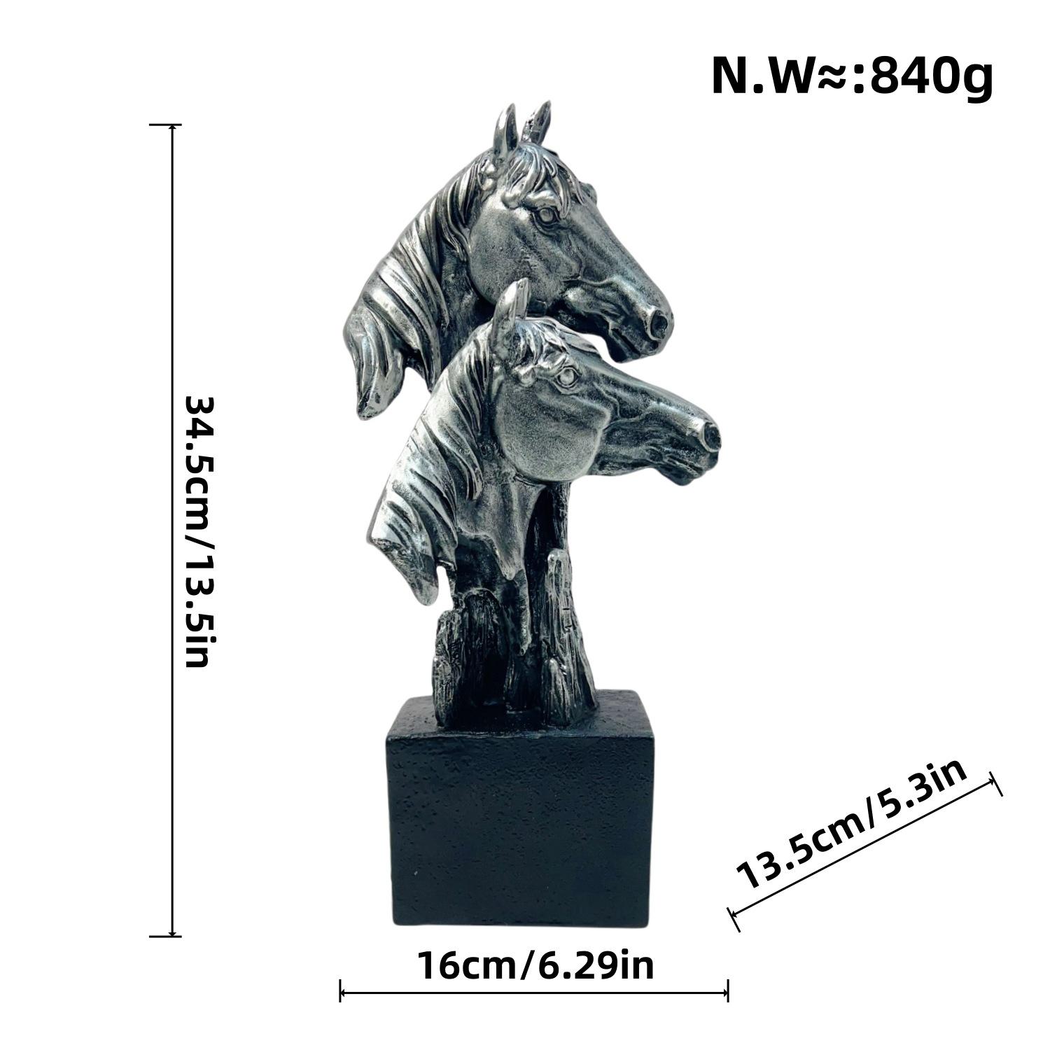 

Creative Home Double Headed Horse Ornament Resin Craftsmanship Office Animal Decoration Living Room Wealth Attraction Ornament срібний