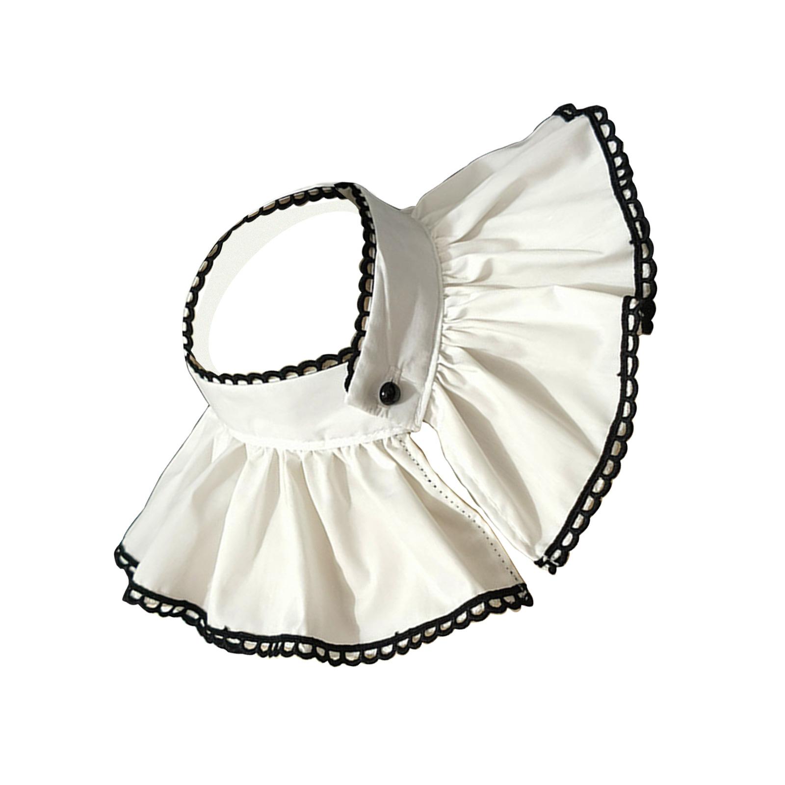 

Stylish Black Trimmed Pleated Fake Collar Accessory Chiffon Fabric Wrist Cuffs False Sleeve For Fashionable Ladies Gift 1