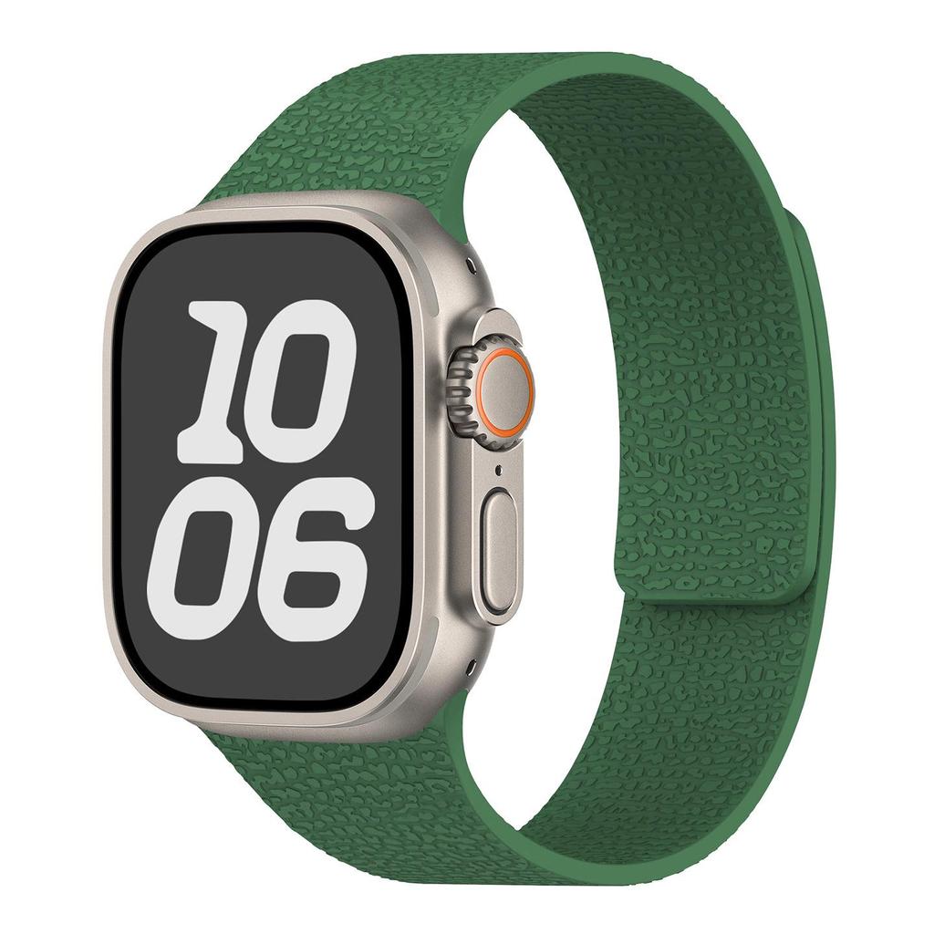 Compatible with Apple Watch Bands Series 1-11/Ultra 1-3/SE3 Lychee Pattern Soft Magnetic Silicone Strap.