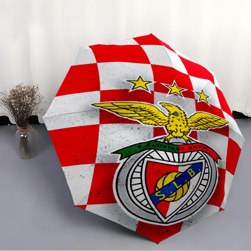 Benfica FC Fashionable Automatic Opening/Closing Folding Umbrella. Portable and Foldable, Ideal for Gift, Travel, and Daily Use.