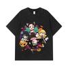 275 GSM Washed T-shirts 100% Cotton Demon Slayer V111 Halloween Print Unisex Heavy Cotton T Shirt
