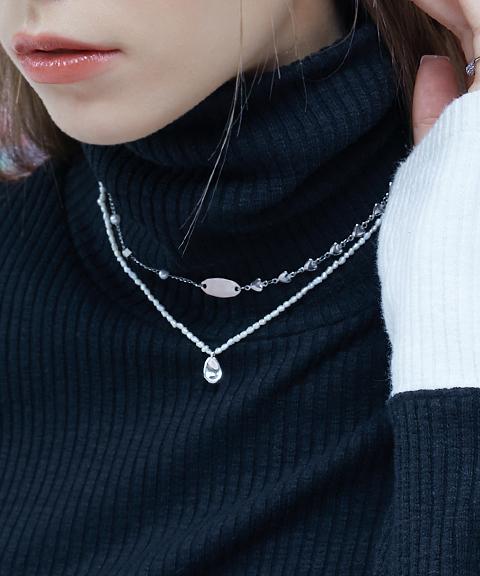 Vvv Pearl Heart Chain Asymmetrical Choker Necklace