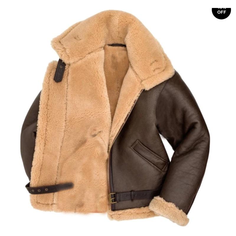 New fur integrated men's coat thickened fur imitation leather fleece jacket burst