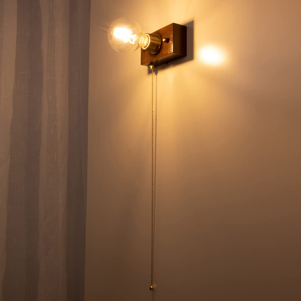 Chende Brass and Wood Retro Wall Light, Stylish Brass and Wood Finish, Single Light, Wall Lamp, E26 Gold, Modern, Indirect Lighting, Installation