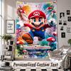 Wall Hanging Tapestry With Custom Name & Text, Super Mario Decorative Tapestry For Bedroom