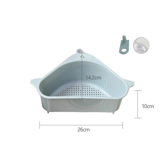 Neue dreieckige Küchenspüle Sieb Abfluss Obst Gemüse Abtropffläche Schwamm Rack Storage Tool Korb Saugnapf Spüle Filter Regal